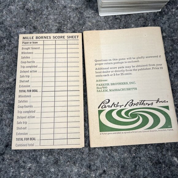 VTG 1962 Mille Bornes French Card Game Parker Brothers Complete Blank Score Card - Picture 3 of 13